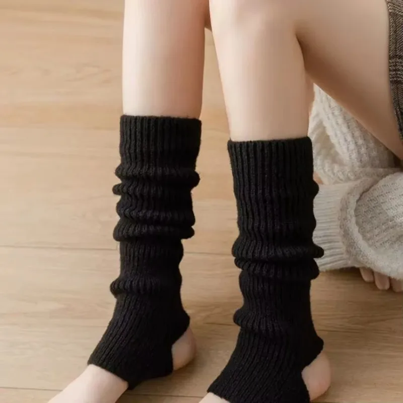 

New Women Winter Extra Soft Long Legwarmer Lolita Long Socks Boot Cuffs Warmer Knitted Stirrup Leg Warmers for Yoga Ballet Dance