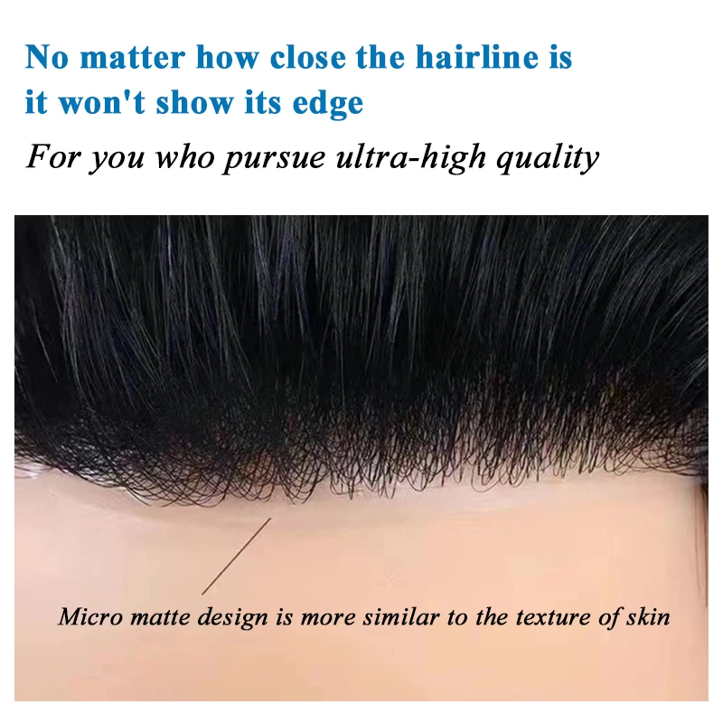 100% Human Hair Full Biological Scalp Prosthesis Toupee Ultra Thin Breathable PU Men Capillary Prothesis Soft Invisible Toppers