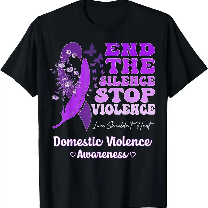 Domestic Violence Awareness Ribbon Butterflies Purple T Shirt