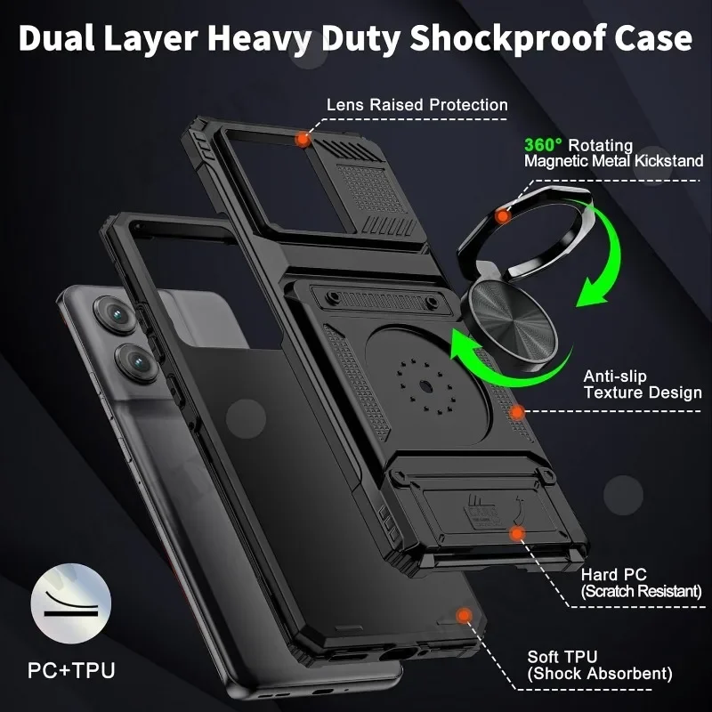 Case For Motorola Edge 50 Pro Fusion Ultra Magnetic Rotated Ring Kickstand Heavy Duty Drop Protection Wallet Cover Capa Funda