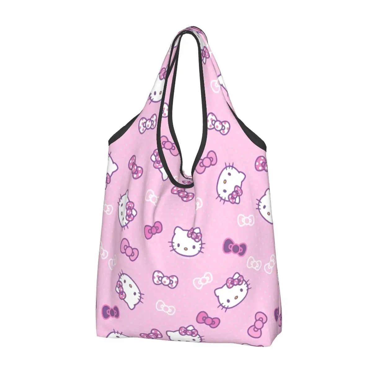 

Hello Kitty Grocery Bag Durable Large Reusable Recycle Foldable Heavy Duty Bow Pattern Shopping Eco Bag Washable Lightweight