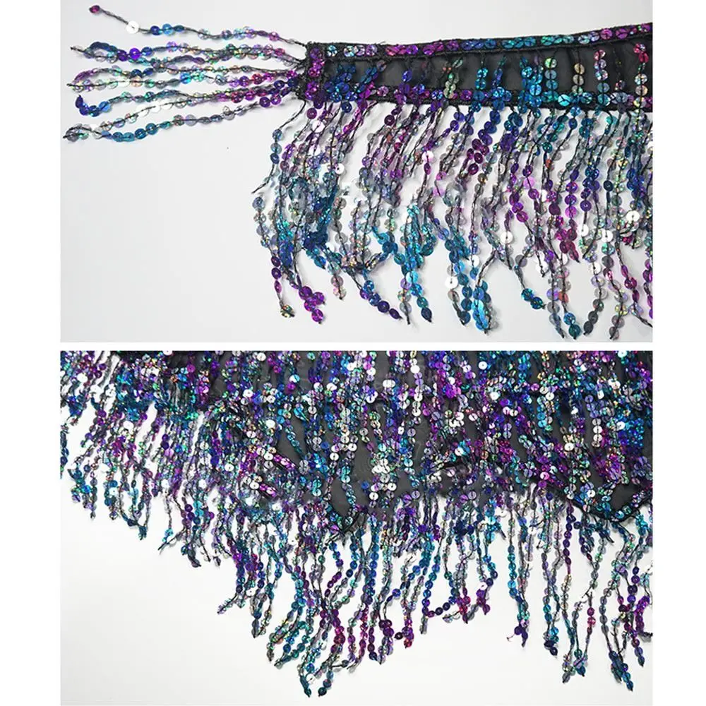 Moda borla dança do ventre hip cachecol lantejoulas boêmio cintura corrente cinto de dança do ventre mostrar trajes