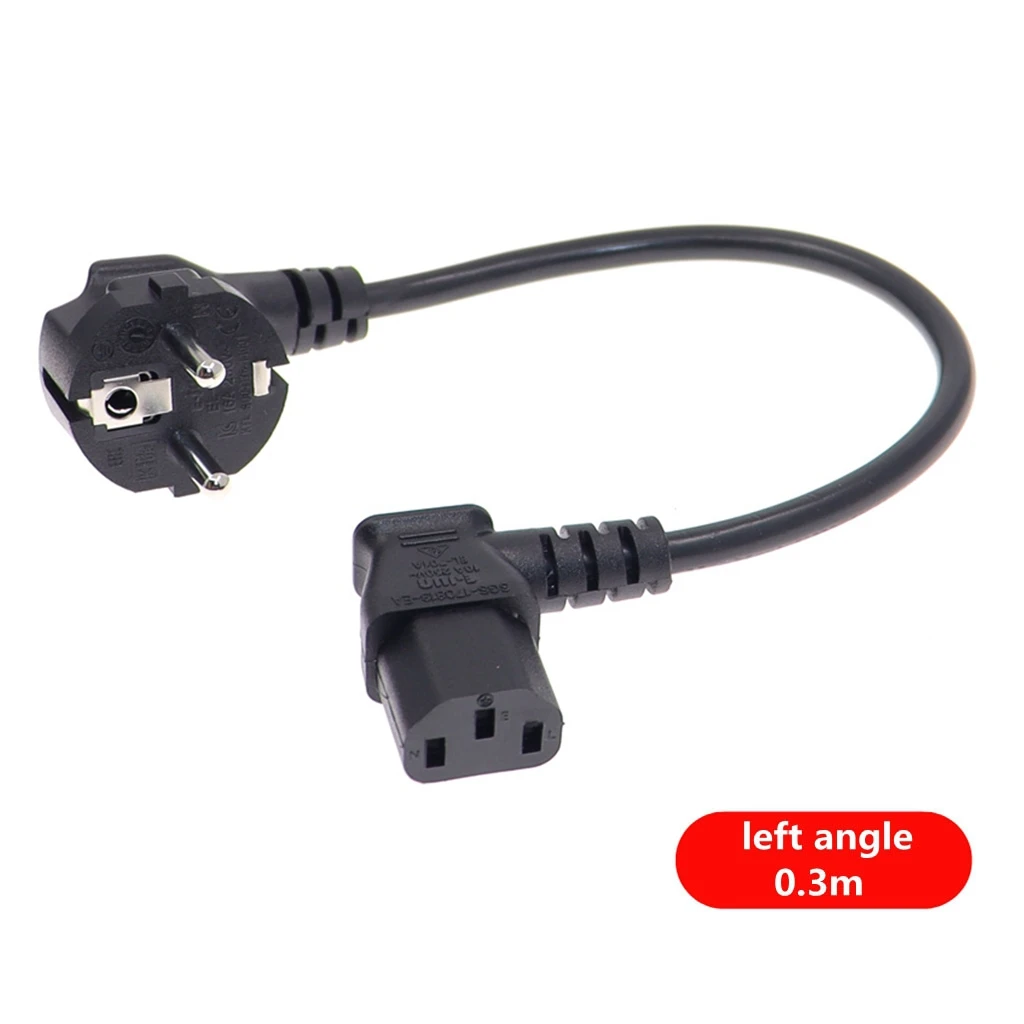 European 2 Pin Male to IEC 3 Pin Female ,Schuko to IEC C13 Angled 90 Degree AC Power Cord EU Adapter Extension Lead Cable