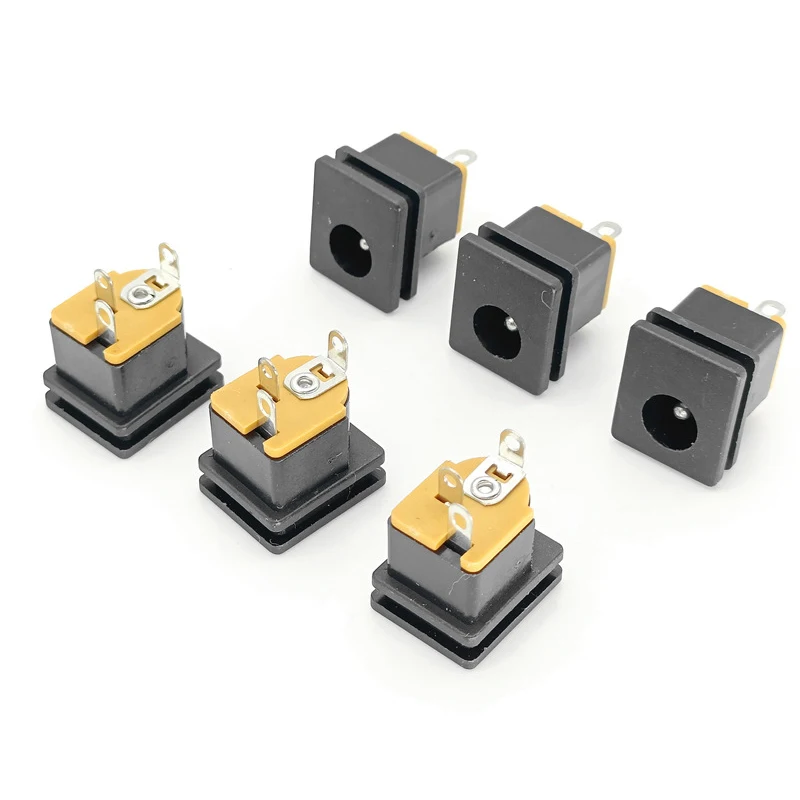 

10Pcs 5.5X2.5MM DC Power Supply Socket Connector DC-015 5.5*2.1mm DC Female Jack Square Panel Mounting Connectors