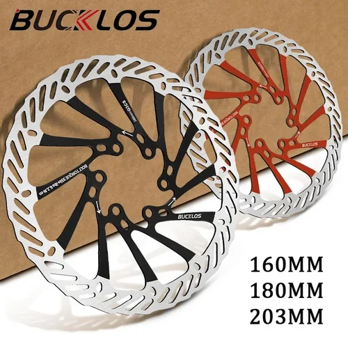 BUCKLOS-Rotor de freno de disco hidráulico ultraligero para bicicleta de montaña, disco de freno de bicicleta de carreras de carretera de montaña de 160/180/203mm con 6 pernos gratis