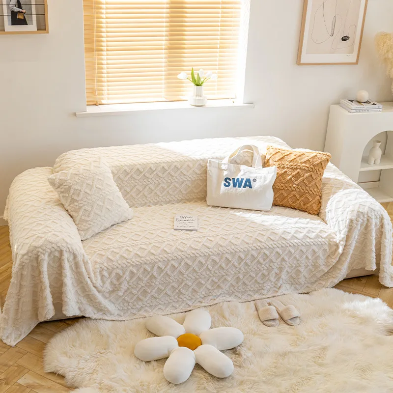 Luxury Sofa Cover Plush Sofa Towel Blanket Couch Cover Universal Anti-cat Scratch Sofa Cover for Living Room 1/2/3/4 Seater