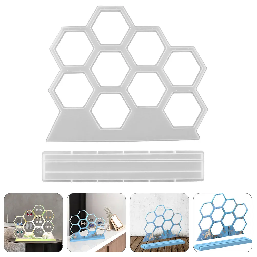 

1Set Premium Silicone Earring Holder Mold Hexagon Shape DIY Molds for Crafts Easy Clean Store Earring Rack Mold