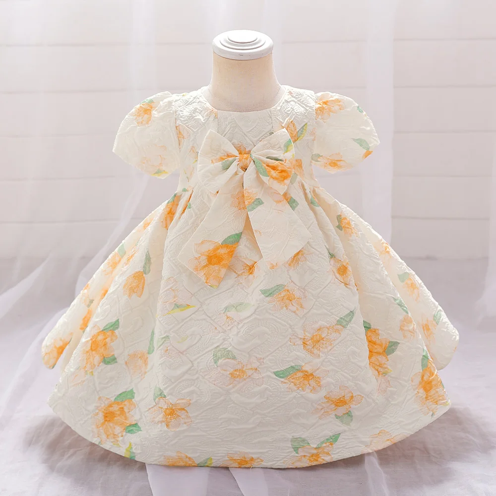 

Baby Girls Party Dresses For Flower Ceremony Birthday Ball Gown Puff Sleeve Toddler Kids Princess 1st Newborn Infant Vestidos