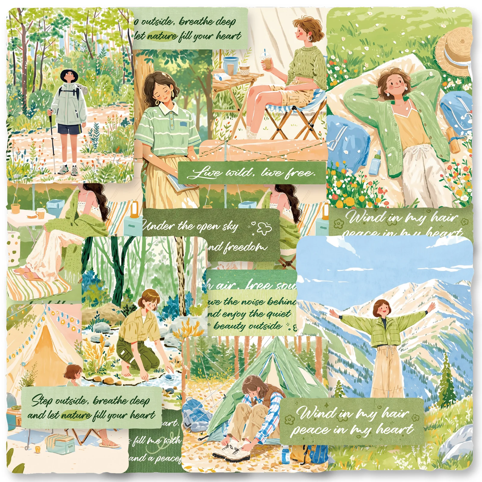 Etori Life 1Pcs 65Mm*2M Illustration Tape for Outdoor Camping and Daily Use, Forest and Mountain Scenery, Photo Frame, Journal Collage Material, Suitable for Notebooks, Phone Stickers, Suitcases, Travel Stickers, Pencil Cases and Pen Holders, Bicycles, Helmets, School Supplies, Scrapbook Supplies, Office Decorations, Room Decorations, Birthday and Holiday Gifts, Cycling Decals, Back-To-School Season