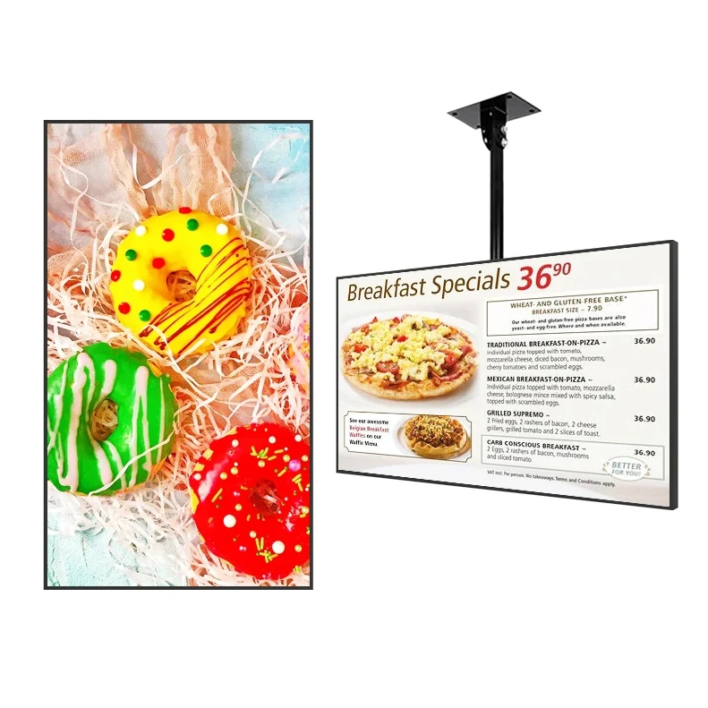 43inch Super Slim Hanging Ceiling Mounted Dual Screen Advertising Shop Window Display