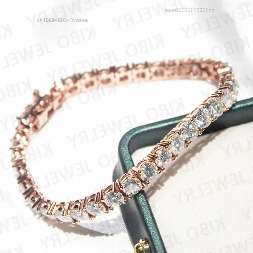 

4 мм блестящие ювелирные изделия в стиле хип-хоп Iced Out 10 К, цепочка из настоящего твердого золота, круглая огранка, лабораторная выращенная бриллиантовая цепочка, теннисный браслет