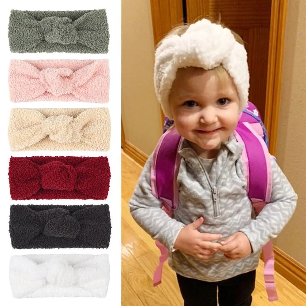 Teddy Fabric Baby Head Bands Girl Hairband Elastic Knot Top Turban Warm Hair Band Newborn Headwrap Autumn Winter