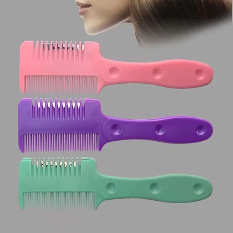 2 In 1 Hair Cutting Trimmer Barber Comb Home Bangs Hair Cutter Thinning Handle Brush With Razor Detachable Styling Tools