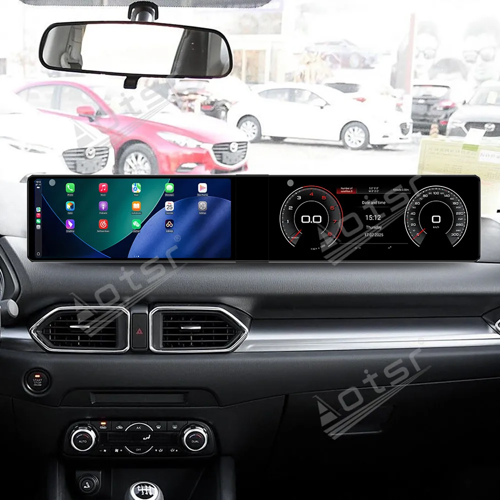 Dual 12.3 Inch Android 14 For Mazda CX-5 2017-2025 Car GPS Navigation CarPlay Qualcomm Chip HD Touch Screen Head Unit Multimedia