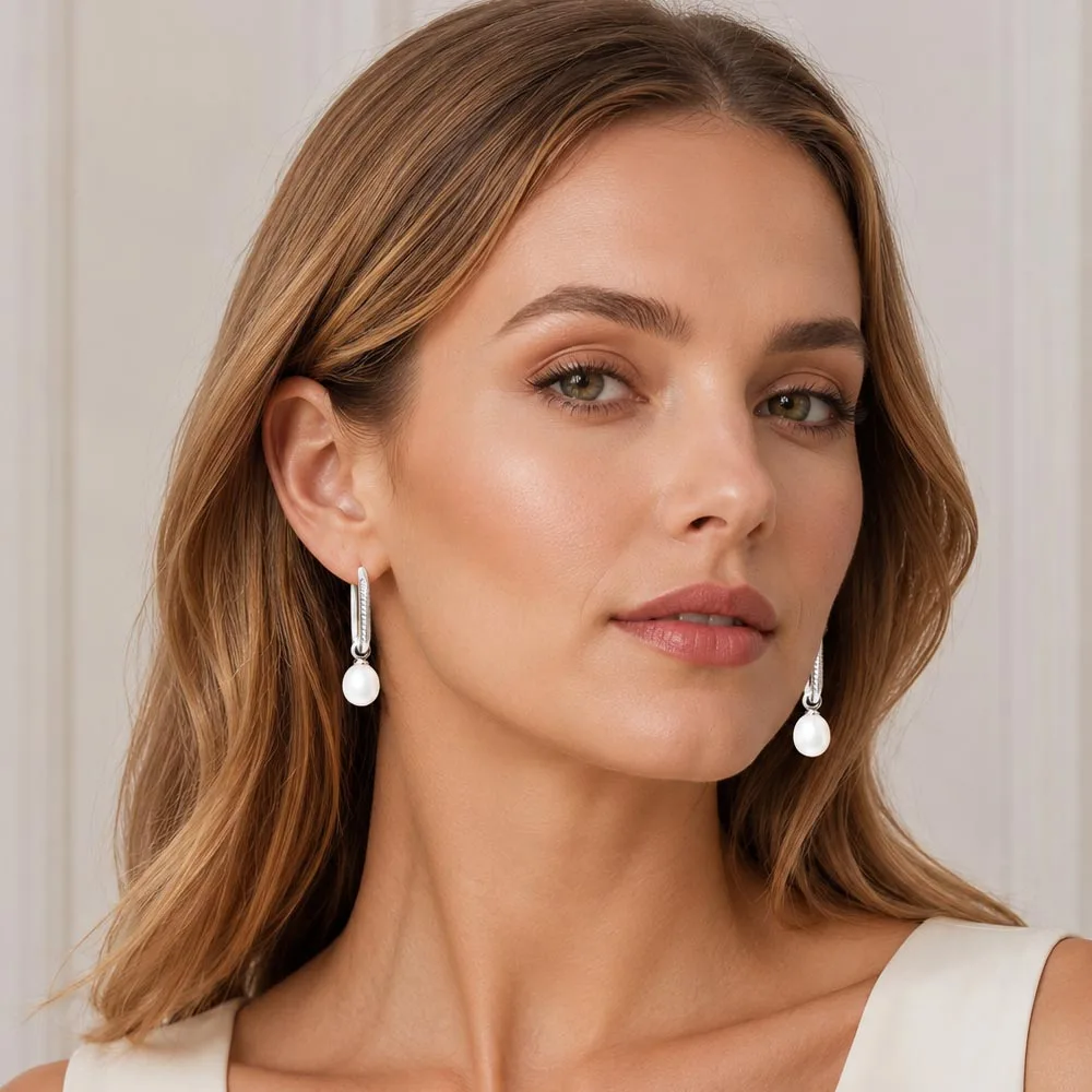 Creolen, Glieder und Perlen, romantischer feiner Schmuck für Frauen, Geschenk aus 925er Sterlingsilber – Detail 2