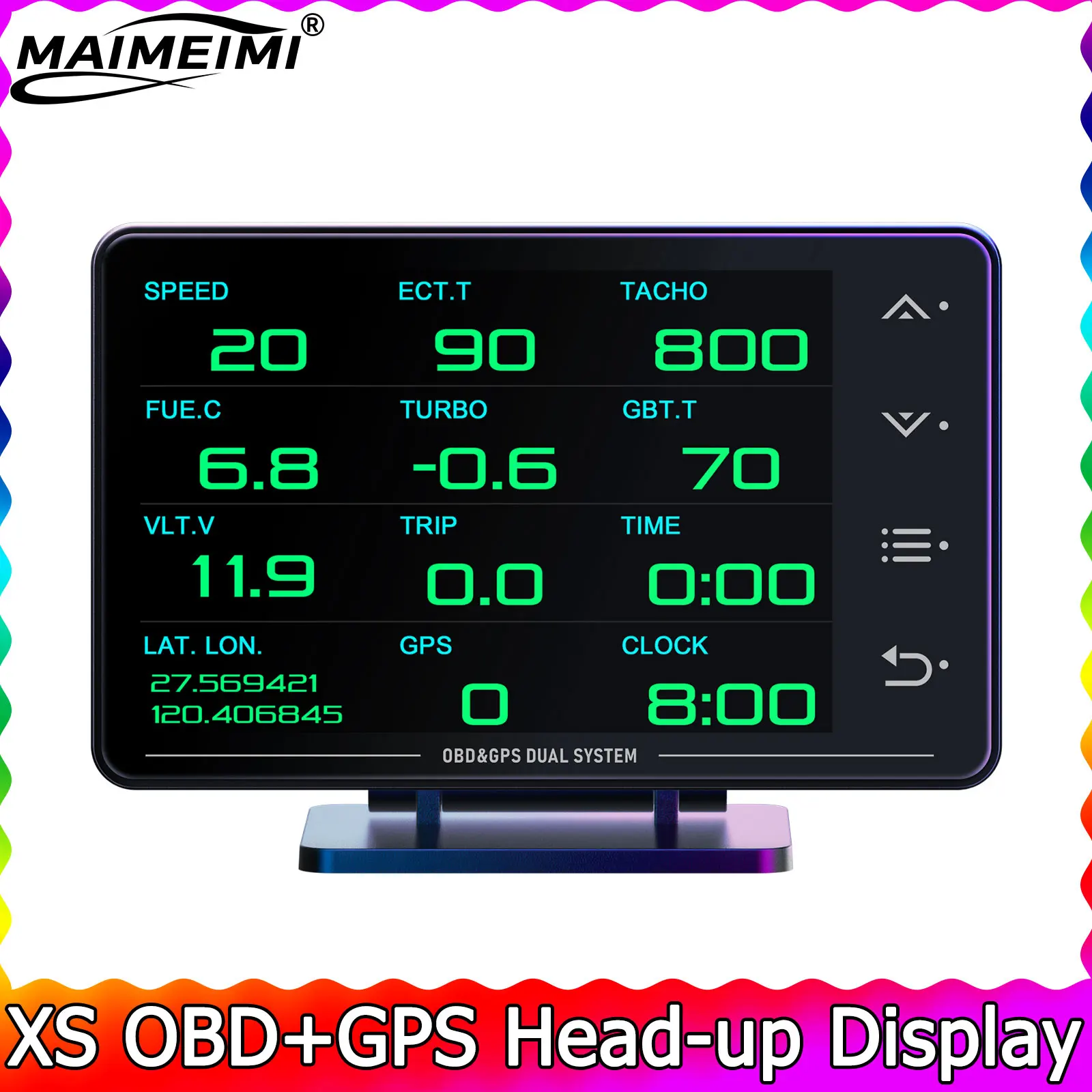 

LCD Gauge Turbo Boost Slope Meter ECT TRIP PITCH ROLL OBD+GPS Automobile Multi-function Water Temperature Turbo Oil Temperature