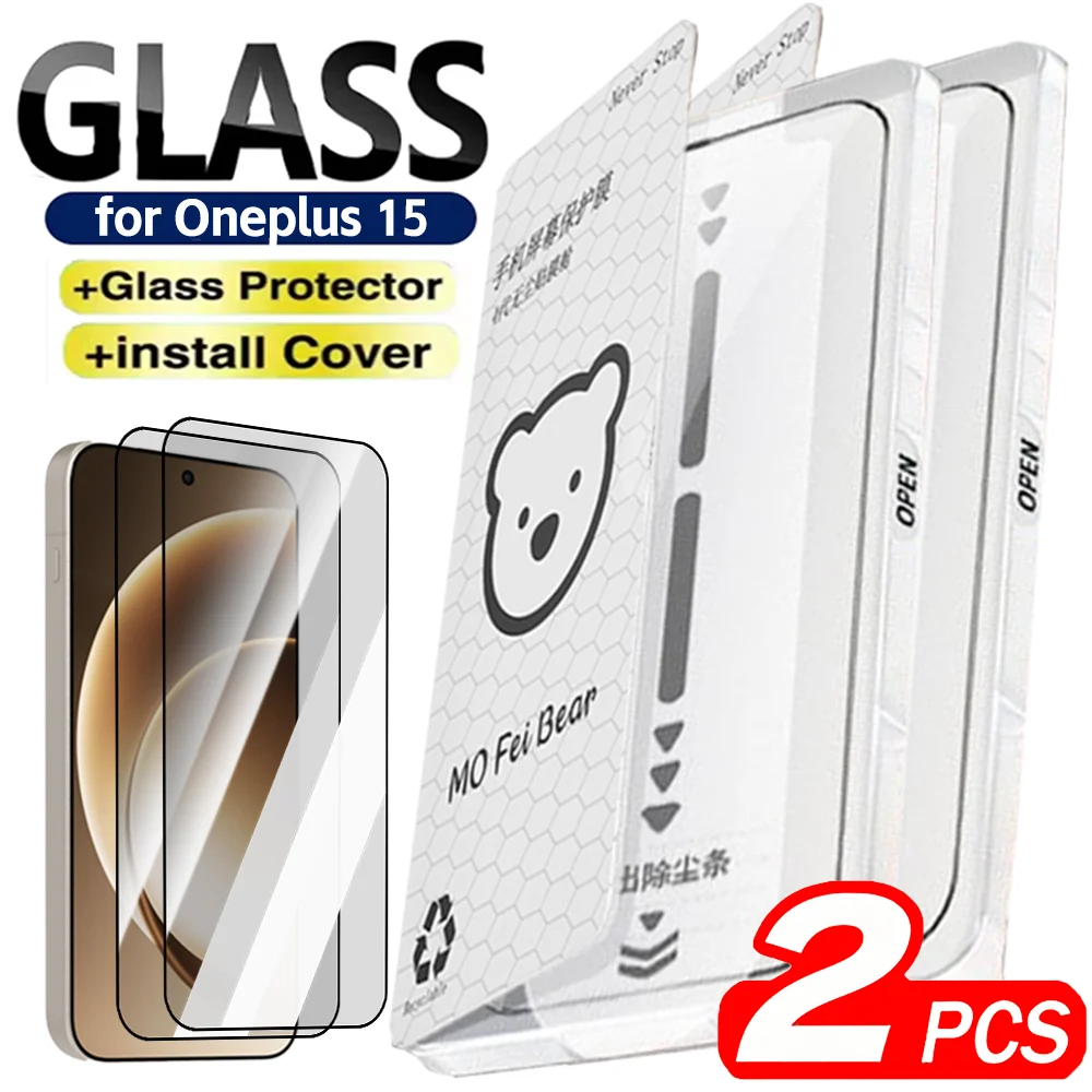 

1-2pcs HD Tempered Glass Dust Free Easy Installation for OnePlus 15 Screen Protector Protective Films One Clik Adhesion Tool
