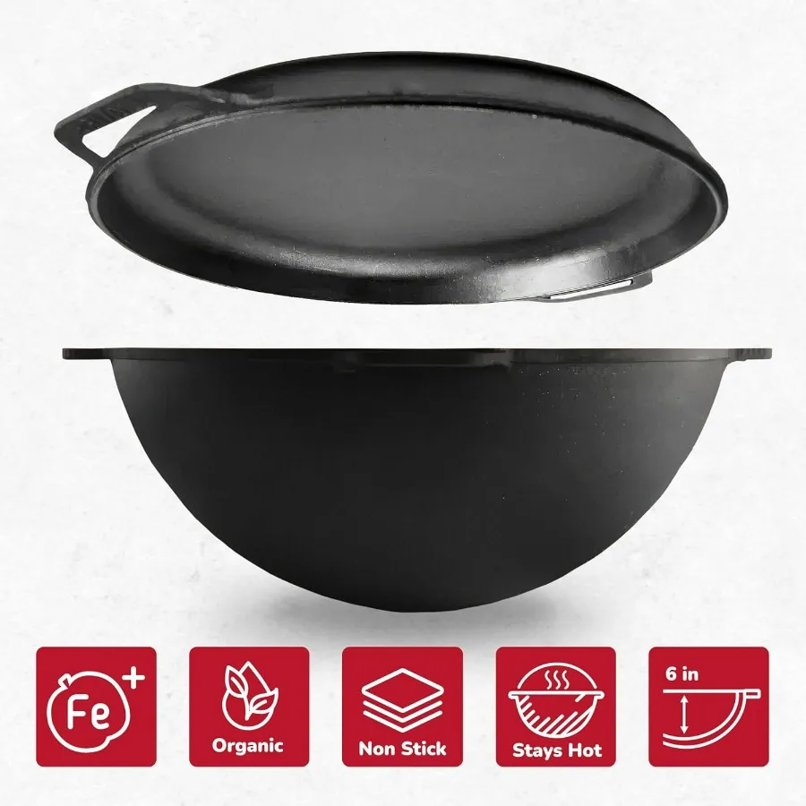 أوزبكي كازان حديد زهر بريزول 12.5 كوارتز 12 لتر فرن هولندي من الحديد الزهر كازان لمجموعة أواني طهي بلوف أدوات طهي ممتازة للتخييم آسيوية #3