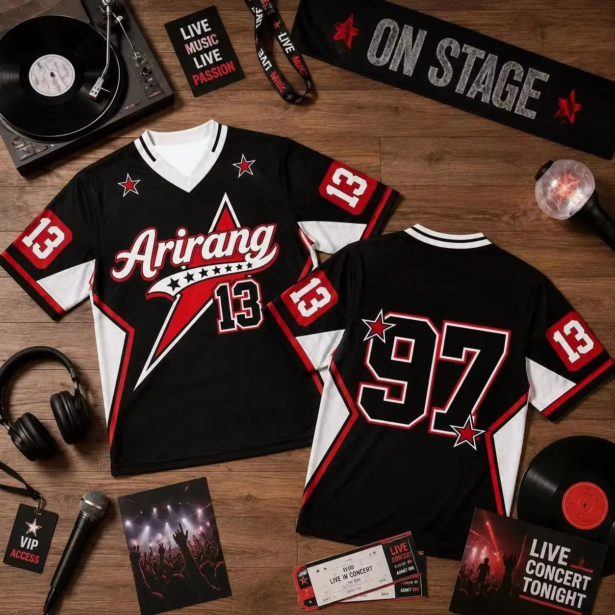 Unisex Star Number 97 Sports Jersey, Retro Color Block V-neck Short Sleeve Street Concert Top KPOP Y2k Top Aesthetic Clothes