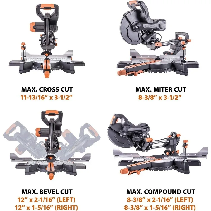 Power Tools R255SMS-DB+ 10-Inch Dual Bevel Sliding Miter Saw Multi-Material, Multipurpose Cutting Cuts Metal, Plastic