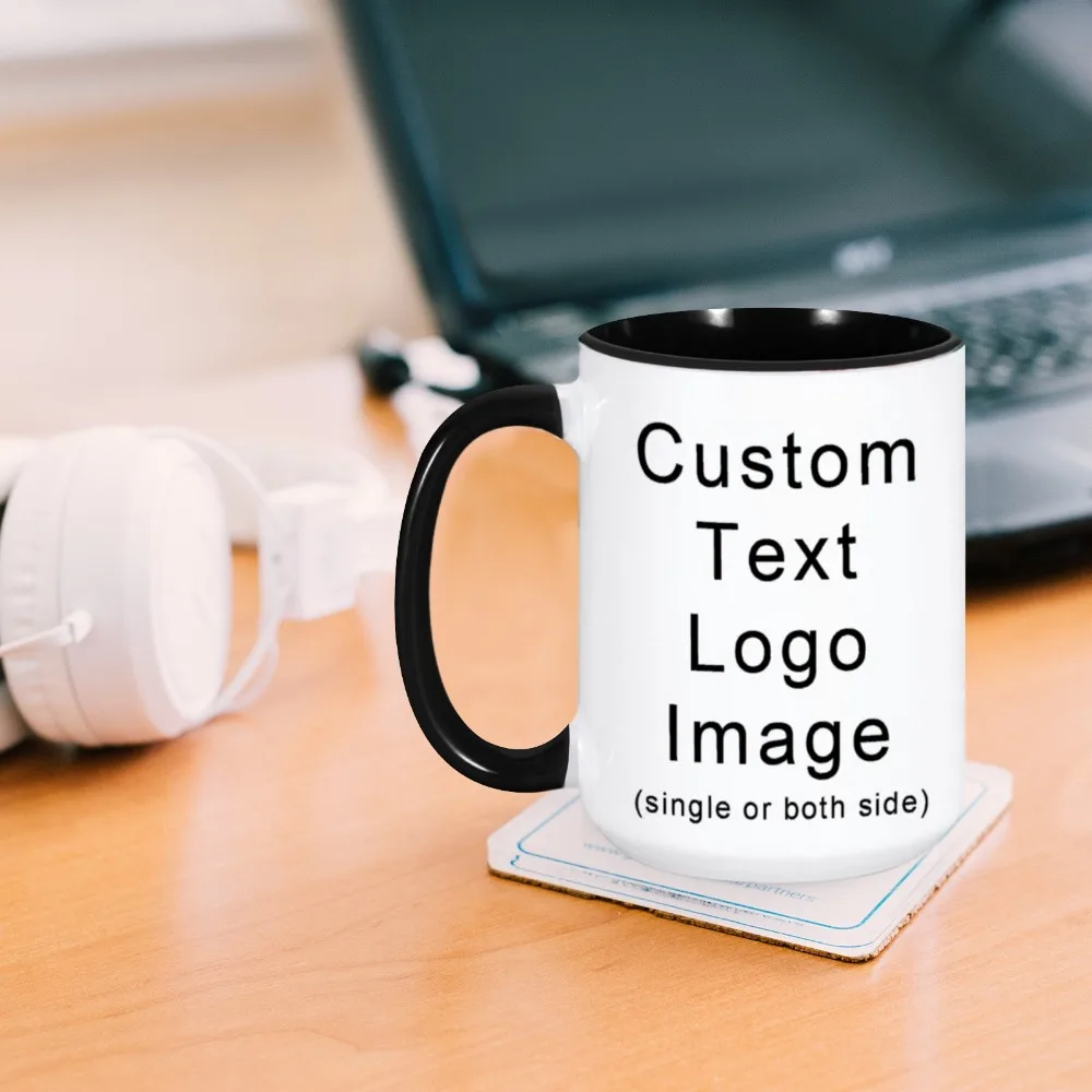 Custom Image 15oz Ceramic Coffee Mugs Family Photos Design Mug Personalized Text DIY Cups Friends Birthday Creative Novelty Gift