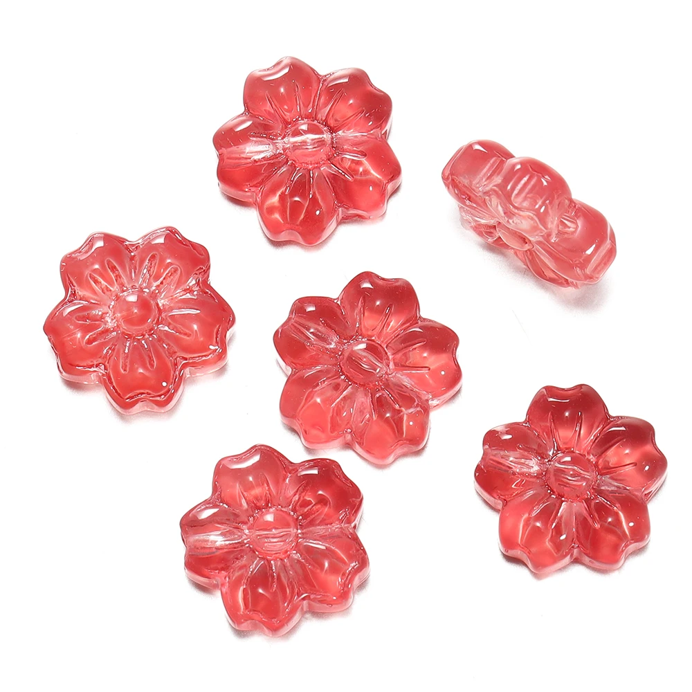 30 stuks gekleurde glazen bloemvormige kralen vijf bloemblaadjes bloem spacer kralen voor DIY ketting armband hanger sieraden maken bevindingen - afbeelding 1