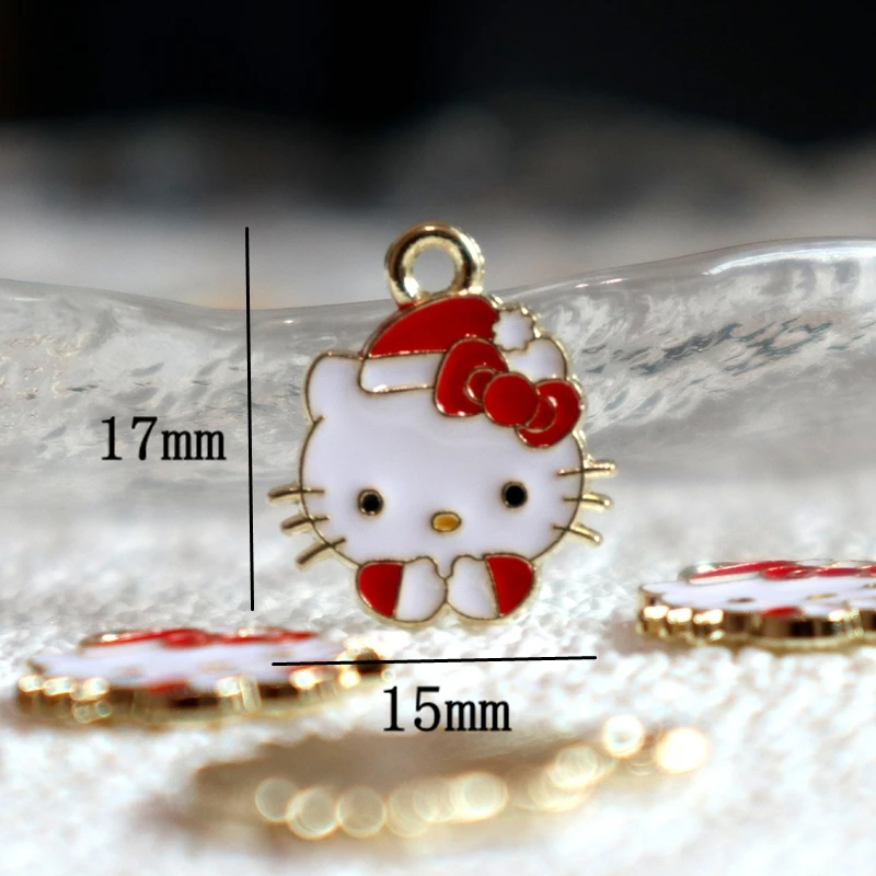 10PCS Cute Cartoon Hello Kitty Sparkling Kawaii Charms DIY Necklace Bracelet Earrings Keychain Accessory Jewelry Component Gifts