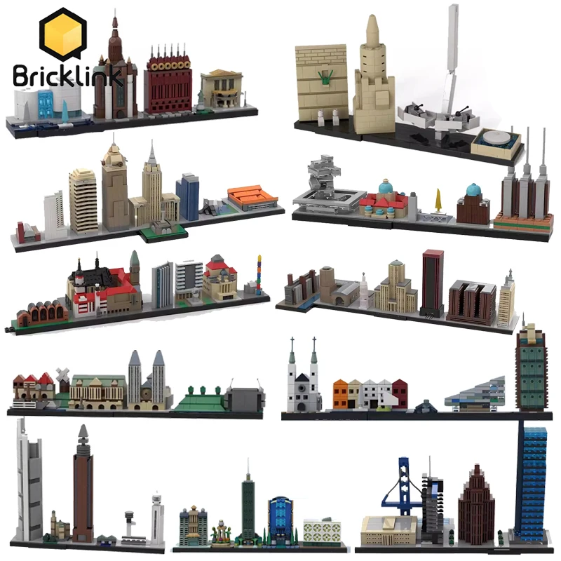 Bricklink MOC City Skyline House Architecture Street View Frankfurt Bremen Cleveland New York Venice Berlin Building Blocks Toys