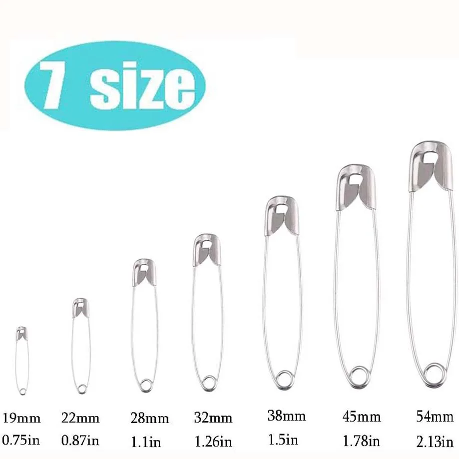 100/50Pcs Safety Pins 19/22/27/32/38/45/55mm Rust Resistant Nickel Plated Steel Safety Pins For Fabric Craft Garment Hang Tag