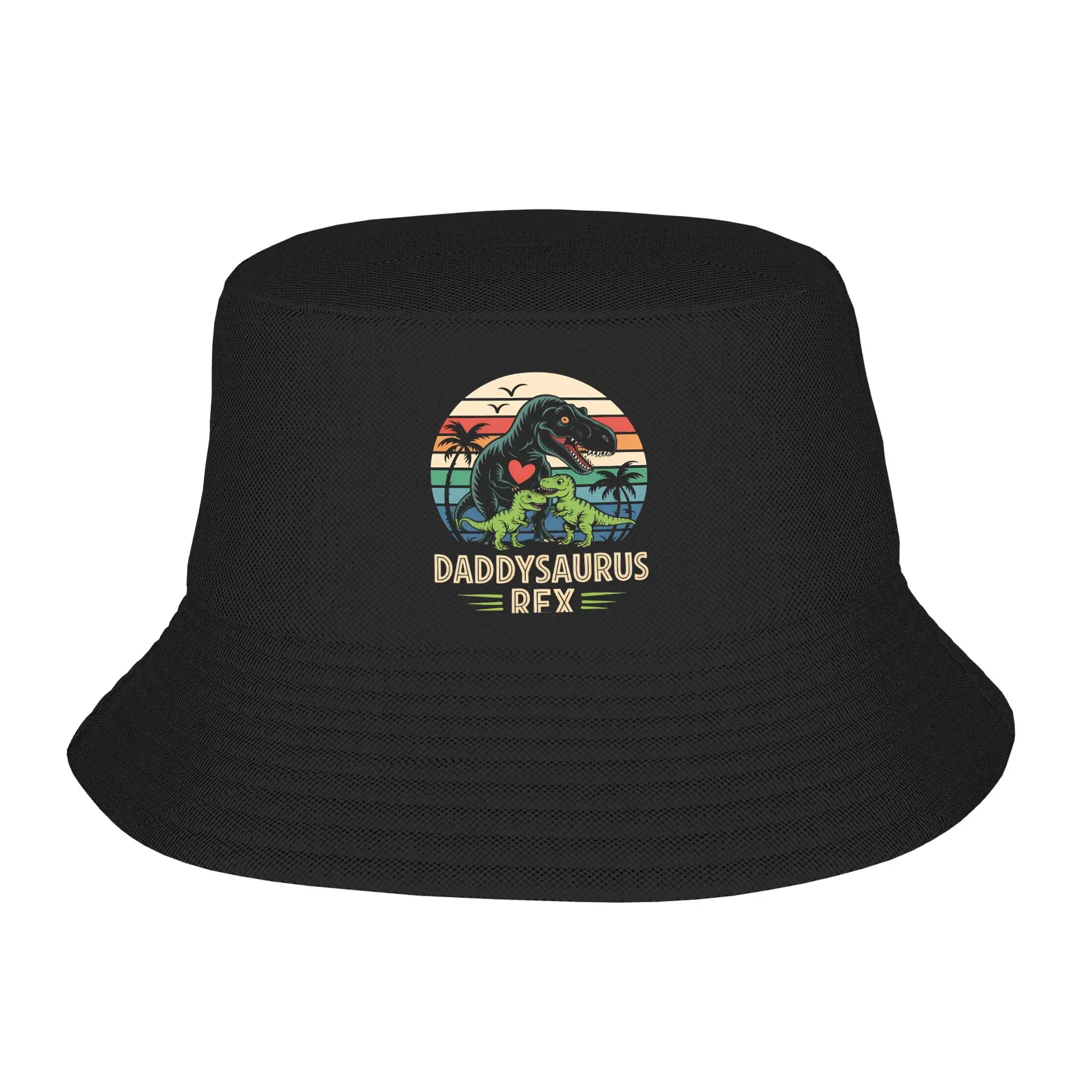 Daddysaurus Rex  Kids Sunset For Fathers Day  Bucket Hat Hip Hop Fisherman Cap Breathable Travel Hiking Visor Hats For Women Cap