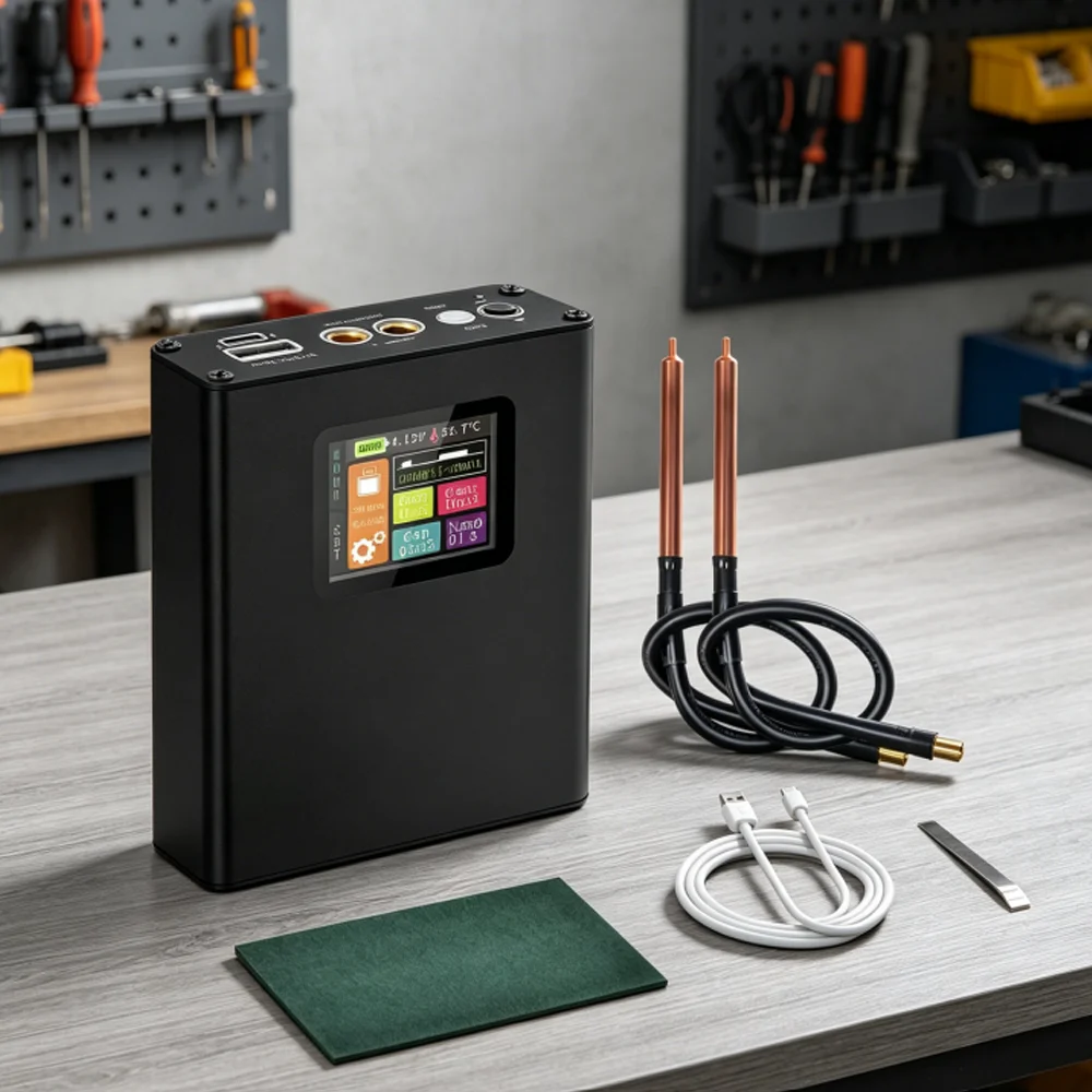 Kit de Soldagem por Ponto com Bateria de Lítio 18650 de 30 Velocidades, Máquina Portátil com Display Digital para Soldagem de Níquel de 0.1-0.25MM