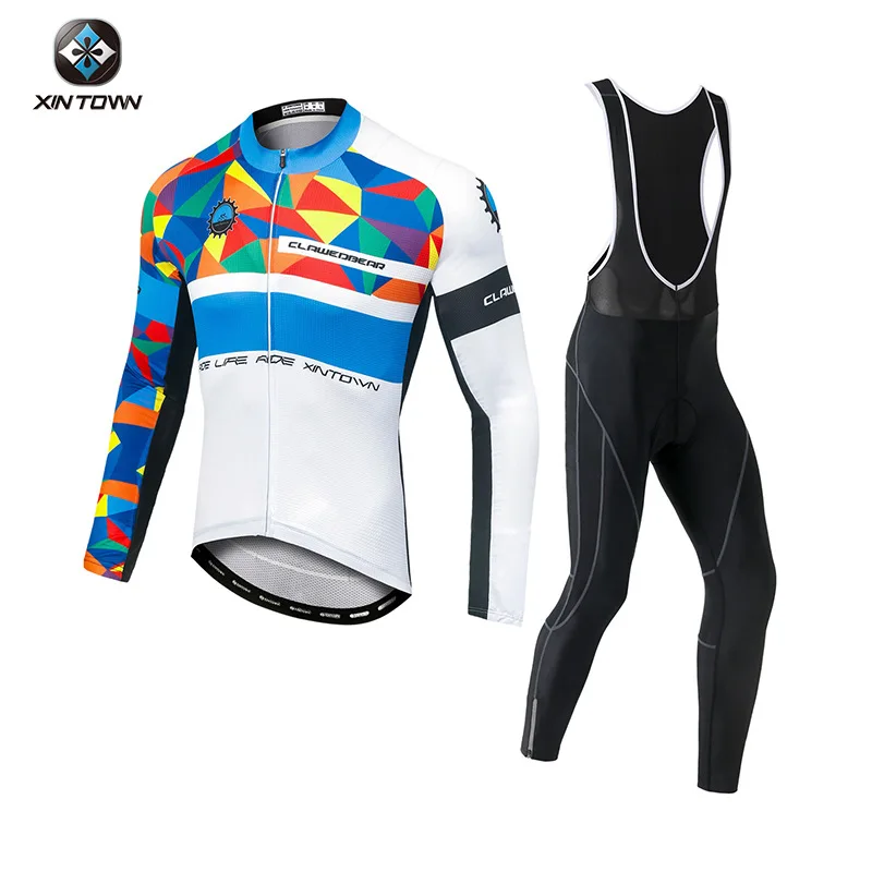 Man Cycling Maillot Long Bib Set Automn Jersey Mtb Skinsuit Sleeve Cycle Summer Clothes Men's Shirt Bicycles Breathable Outfit