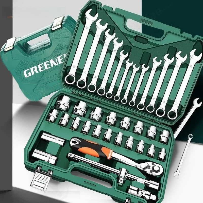 37-Piece Socket Wrench Toolbox Set Daquan Auto Repair Special Ratchet Auto Repair Management Combination