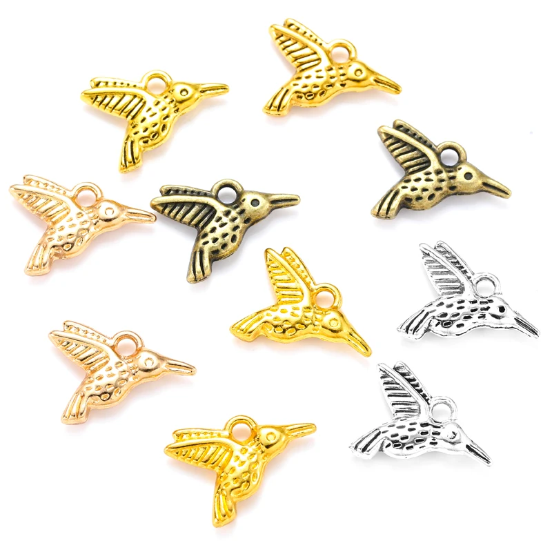 20pcs 5 Color birds Charm For Bracelet necklace Keychain Pendant DIY Handmade Jewelry Accessories Making 17*13mm D569