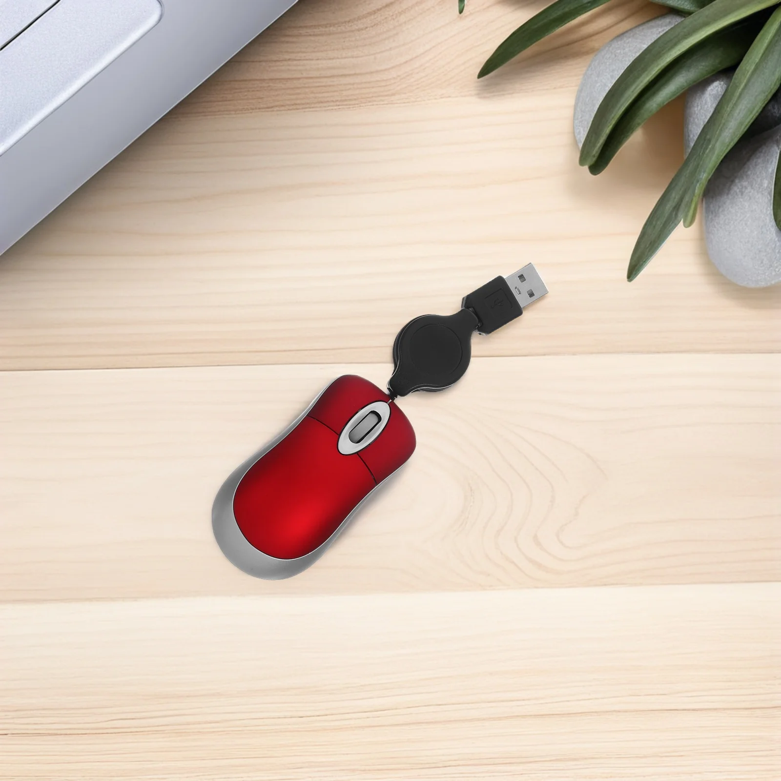 

USB Mini Telescopic Mouse Red Wired Optical 1000dpi Silent Comfortable Grip Ergonomic Mouse for Office Home Notebook