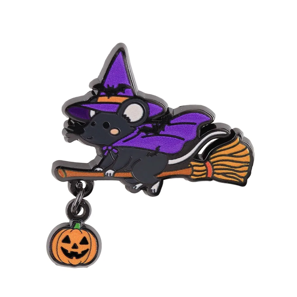 Halloween-Hexen-Maus-Emaille-Brosche, Kürbis-Anhänger, Niedliche Cartoon-Anstecknadel, Jubiläums-Party-Accessoire, Modeschmuck-Geschenk – Detail 7