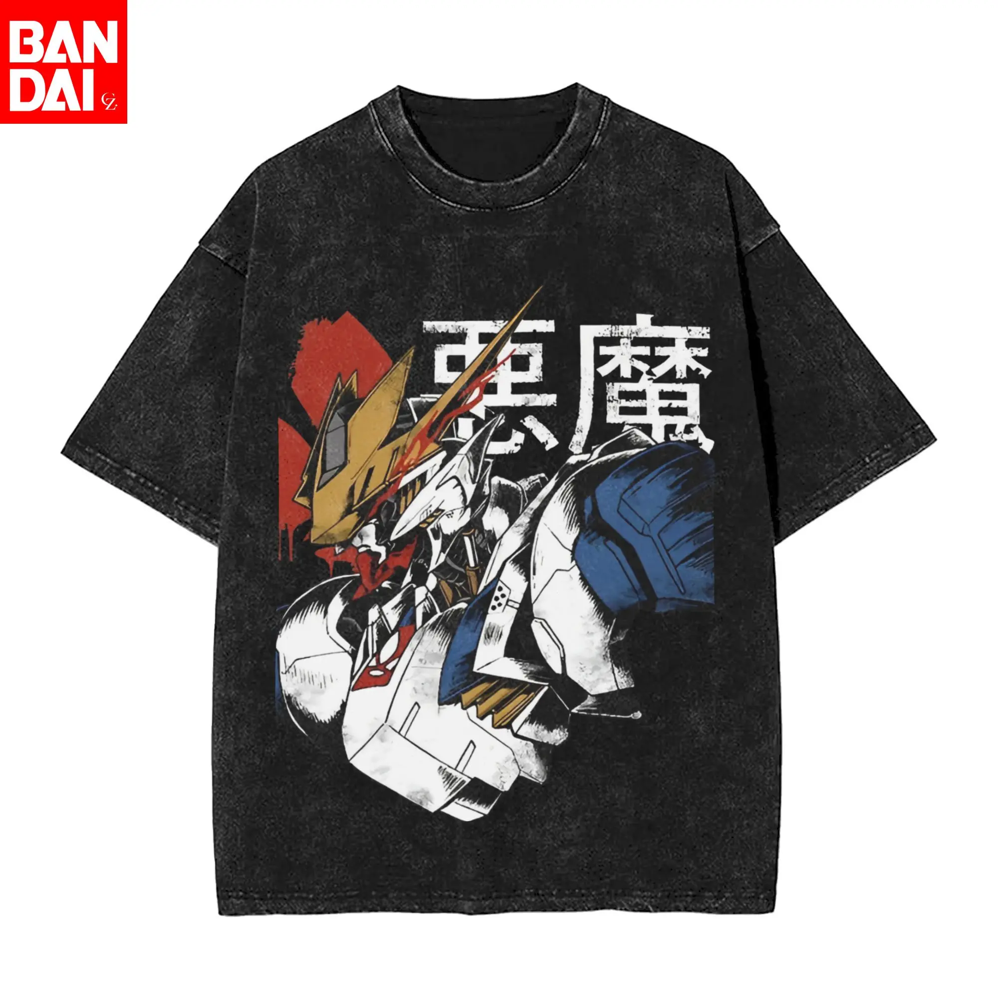 

Футболка с графическим принтом nime Gundam RX-93 Nu Gundam, винтажная черная футболка с эффектом потертости, оверсайз, уличная одежда для мужчин, повседневный хлопковый топ с коротким рукавом