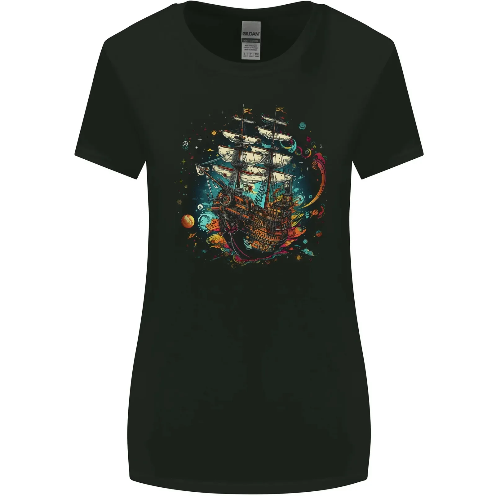 Space Ship Fantasy Galleon Sailing Sailor Womens Wider Cut T-Shirt