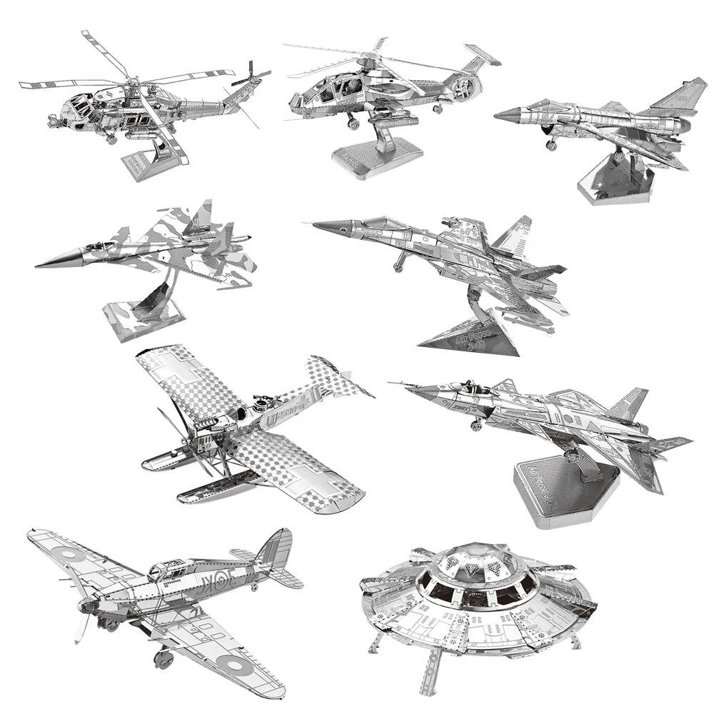 

3D Metal Puzzle Fighter aircraft Air KA-50 Helicopter UFO model KITS Assemble Jigsaw DIY Puzzle Gift Toys For Children