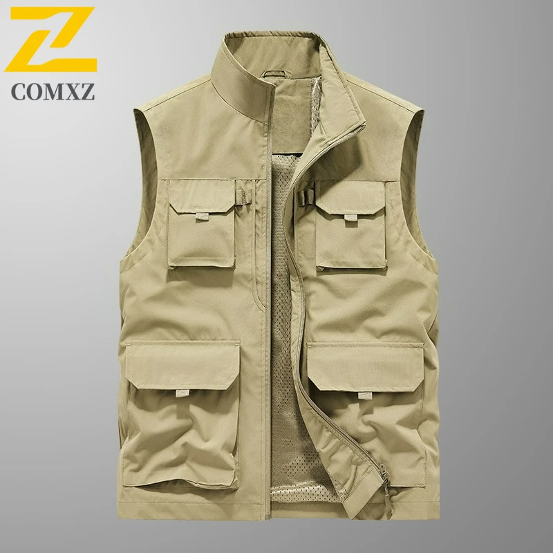 Men Fishing Gilet 2025 New Lightweight Outdoor Multi Pocket Sleeveless Waistcoat Apparel Sporty Casual Adventure Breathable Vest