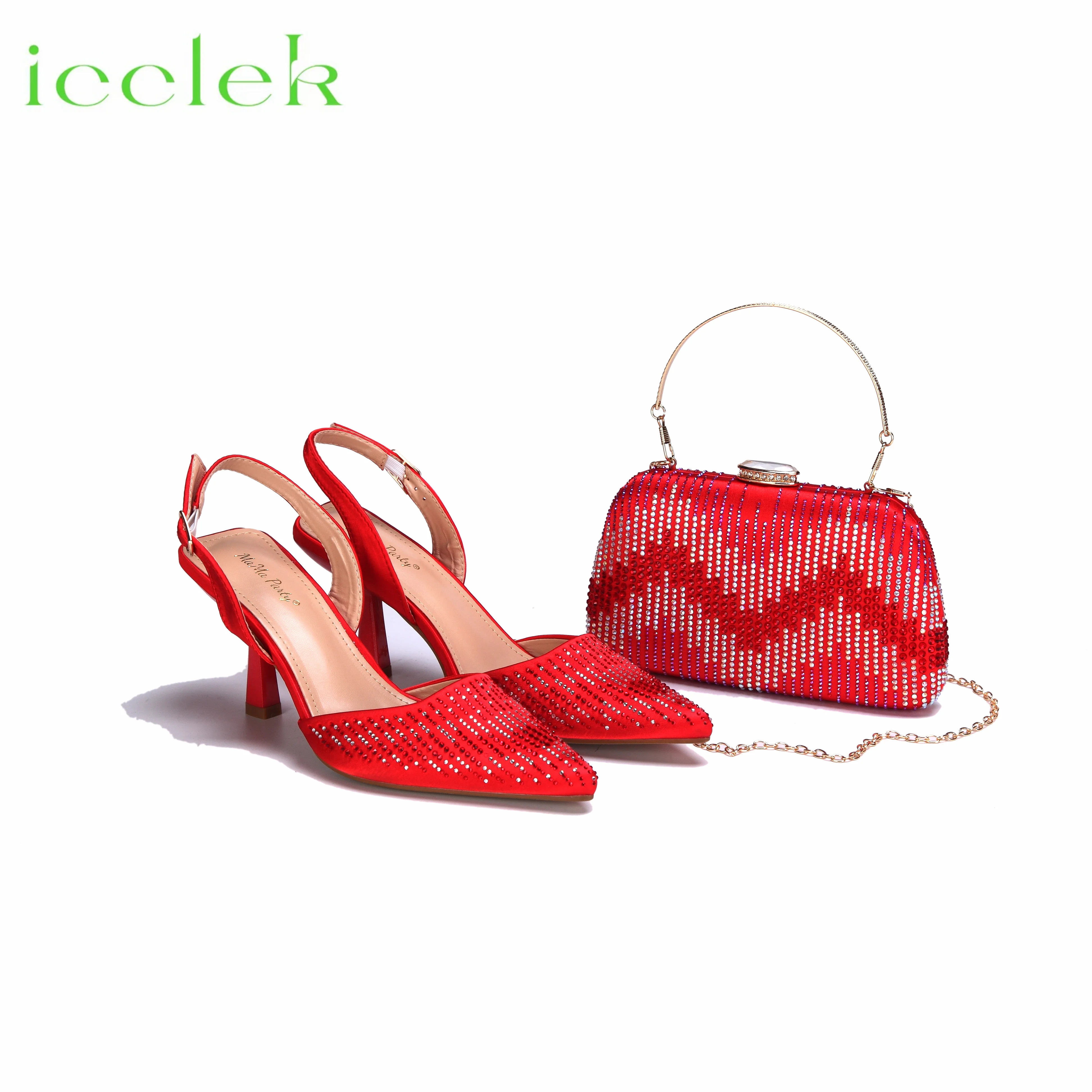 

2024 Hot Selling High Heels Nigerian Style Ladies Sanda Matching Bag Set in Red Color For Party Women