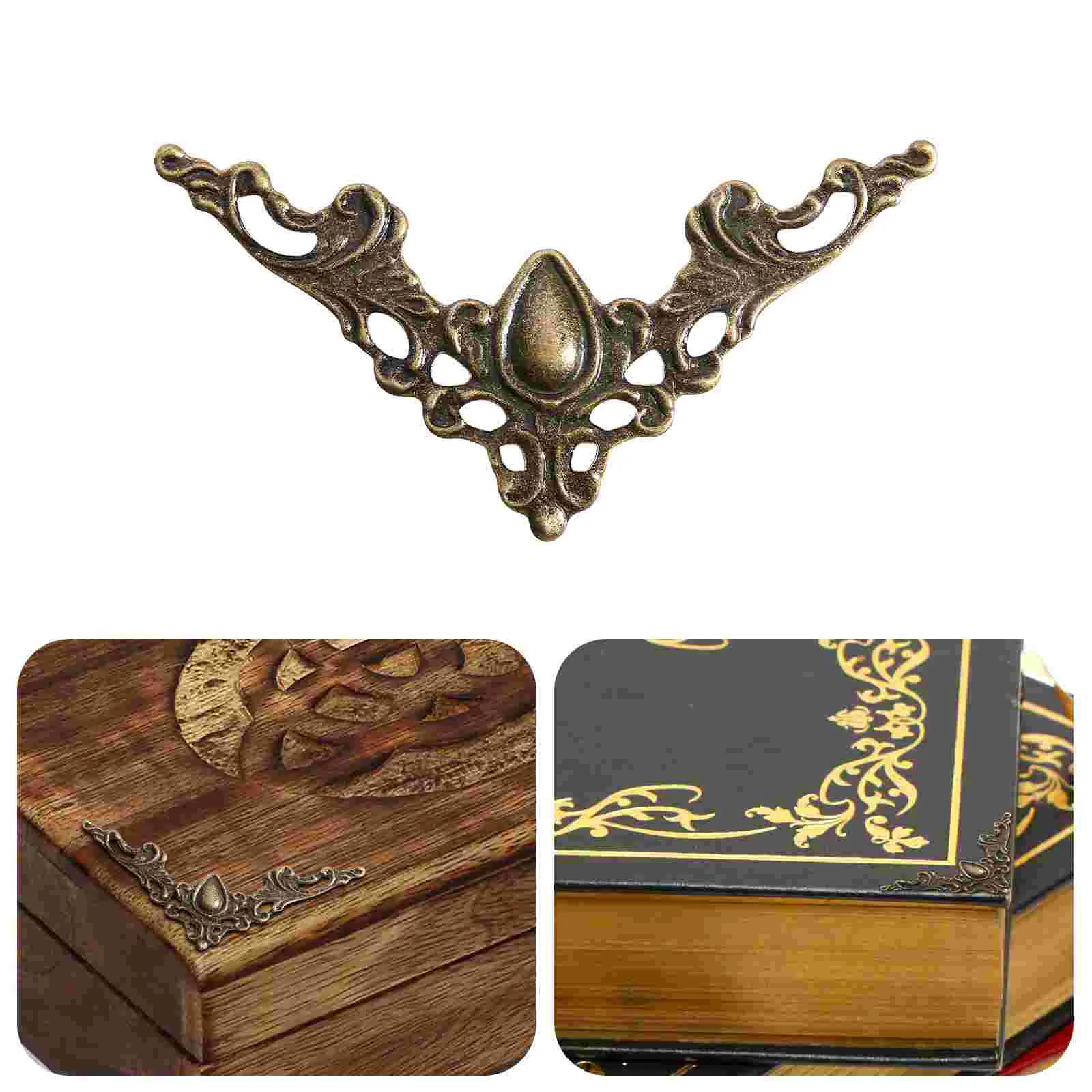 24pcs Iron Box Corner Decors Box Corner Protectors Retro Book Corner Patches Decorative Box Corner Patches