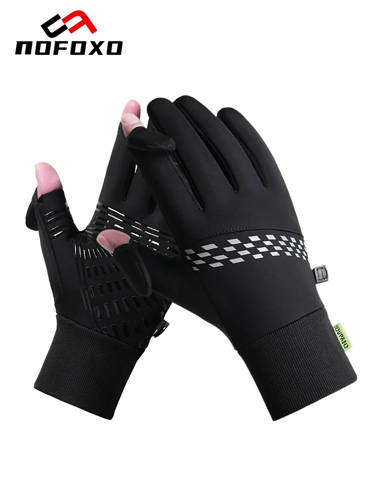 AliExpress nofoxo NOFOXO Full Fingers Gloves Winter Warm Touchscreen Two-finger Flip Gloves Waterproof Windproof Anti-Slip Running Cycling Skiing