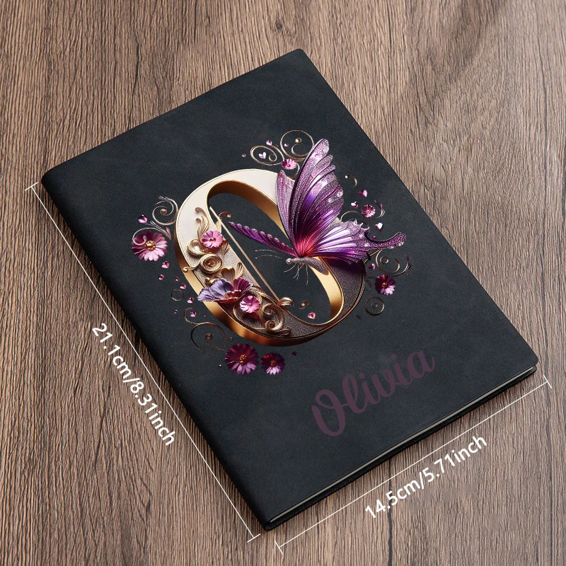 Customizable Faux Leather Notebook with Custom Name - A5 Size Textured Cover Diary for Work, School Notebooks, Diary Notebook