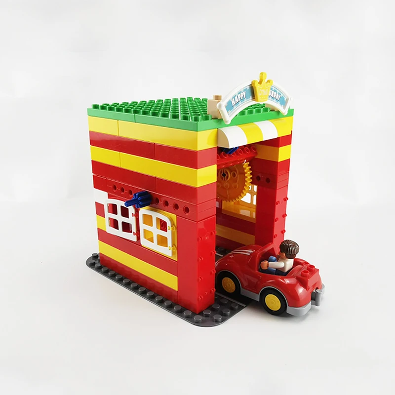 Big Size Building Blocks Roll-up Garage Hand Crank Garage Moc Construction Accessories Compatible Large Bricks Assembly Toys