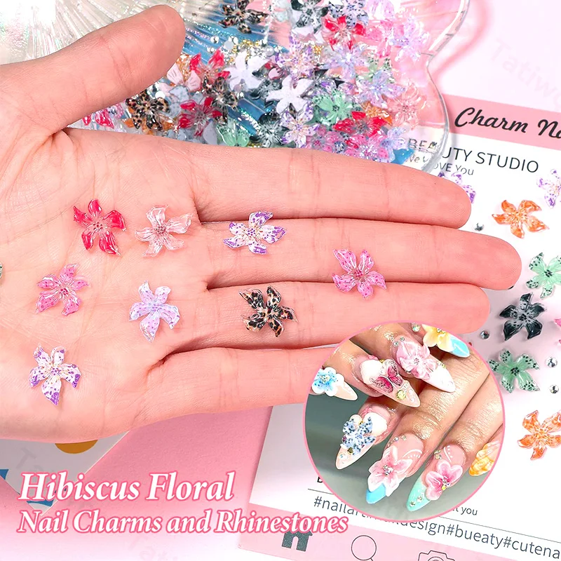 3D Nail Art Charms Ice Transparent Resin Flowers Colorful Petals Manicure Decorations DIY Nail Rhinestones Jewelry Accessories