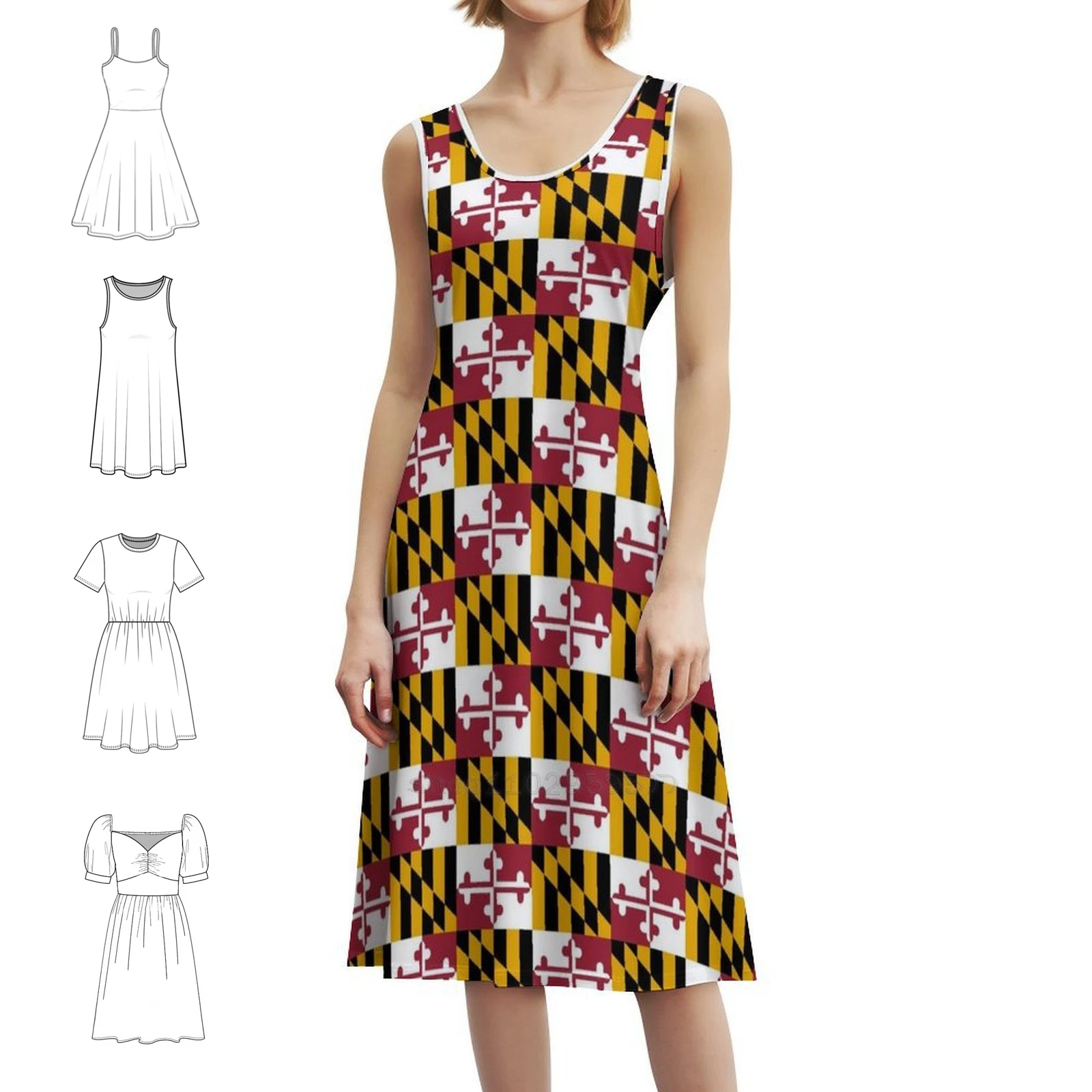 

Maryland State Flag Print Sexy Vacation Dress For Women Beach Party Birthday Mini Dress Maryland Terrapins Maryland State Flag