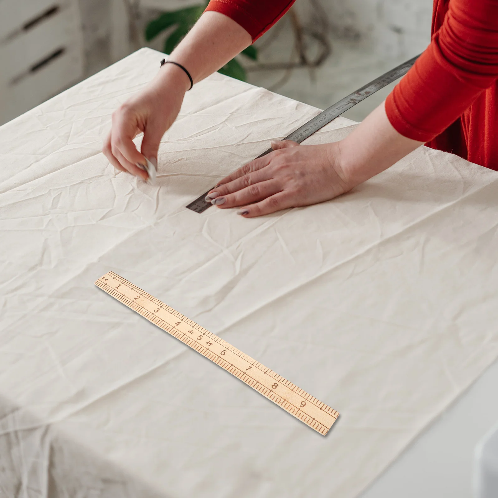 2 قطعة قياس الملابس قطع حاكم خشبي خياط حاكم أداة الخياطة الحرفية قياس دقيق متعدد الاستخدام الخشب الخياطة العرض #2