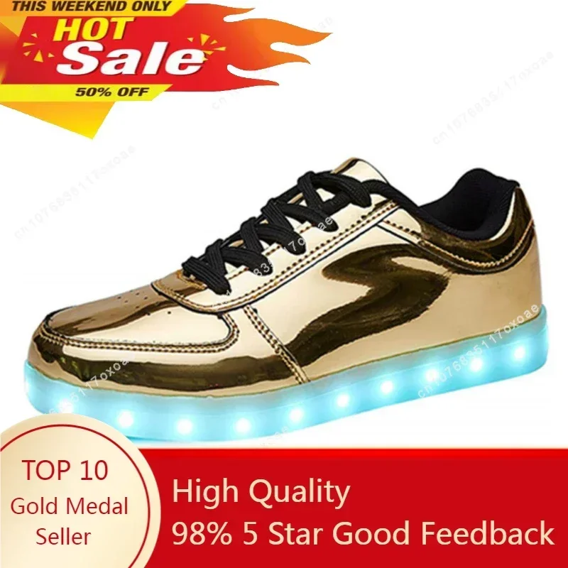 

Trump MAGA Gold Silver Shoes Led For Adults Schoenen mens Casual Chaussures Lumineuse Light Up Shoes lover Luminous Sneakers