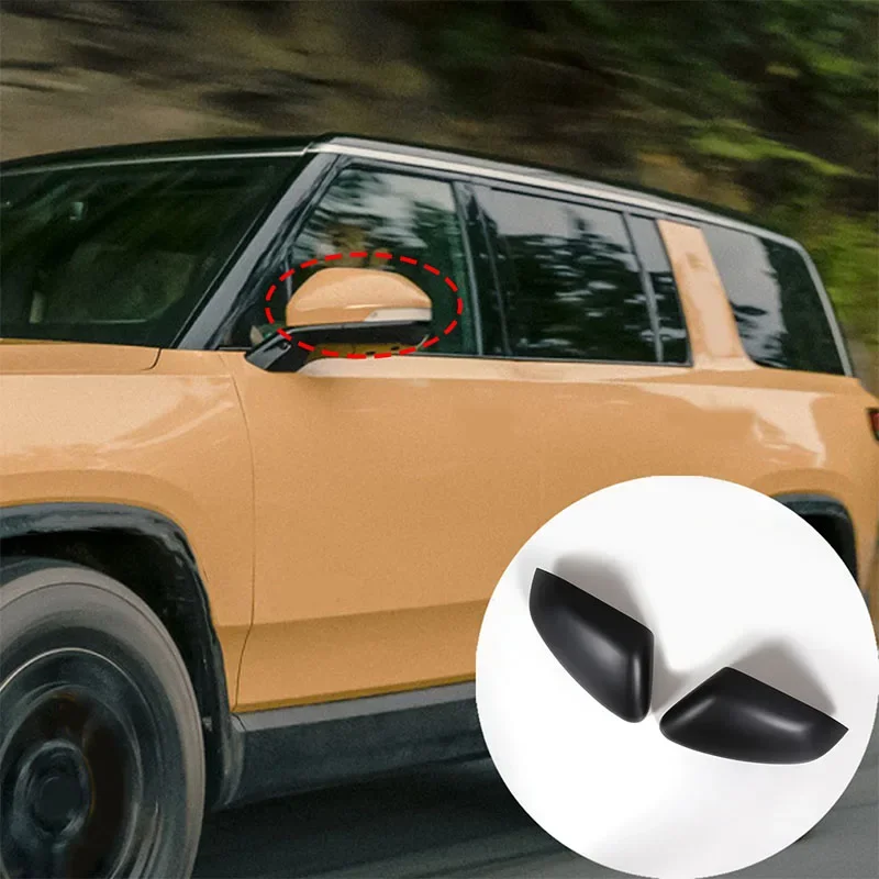 

For Rivian R1S R1T 2022 ABS matte black Car Rearview Mirror Anti-scratch Protective Cover Trim Sticker Car Accessories